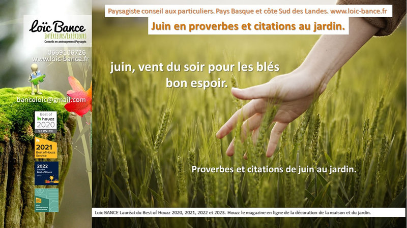 Proverbes; Citations; Jardins; Paysagiste; Landes; Pays Basque; Paysagiste Pays Basque; Paysagiste Landes; Loc BANCE; Amnagements paysagers; Concepteur de jardins; Paysagiste Biarritz; 